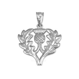 Irish Jewelry Sterling Silver Scottish Thistle Flower Pendant
