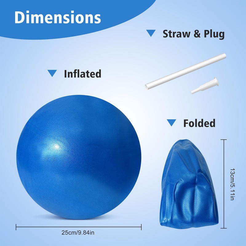 TRIXES Blue Pilates Ball Exercise Exercise Ball Made of PVC