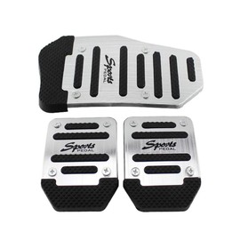 TOTMOX 3Pcs/Set Non-Slip Car Auto Aluminium Foot Treadle Silver Pedals Cover Pad, Silver