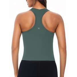 Cathie Moochie Racerback Workout Tank Tops for Women Sleeveless Gym Tops Active Yoga Running Shirts (Forest Green, Large)