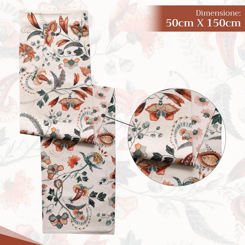 Maison d' Hermine Table Runner, 100% Cotton, Decorative Washable Table
