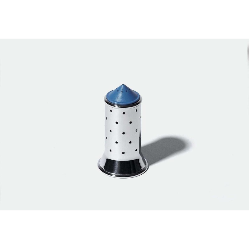 Alessi Salt Shaker, Blue, Stainless Steel, 6.5 x 7 x