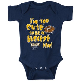 Smack Apparel Michigan Football Fans. Too Cute (Anti-Ohio State) Navy Onesie (Onesie, 18 Month)