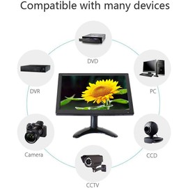 WHOLEV 10.1 inch CCTV HDMI Monitor 1280X800 IPS Color Screen Home Security Monitor with AV/VGA/BNC/HDMI Input Built-in Speaker for Raspberry Pi