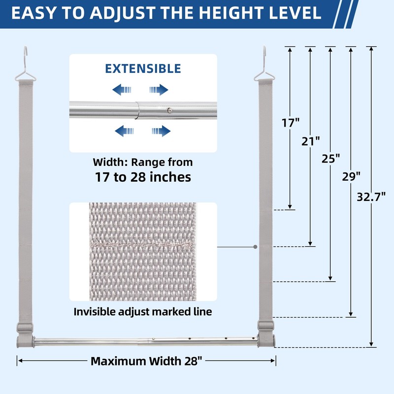 STORAGE MANIAC Hanging Closet Rod, Adjustable Width and Height Closet