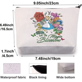 BWWKTOP Fairy Tales Cosmetic Makeup Bag Fairy Tale Princess Lover Gifts Let The Magic Blossom Zipper Pouch Bag Magic Kingdom Gifts (ALIS Magic)