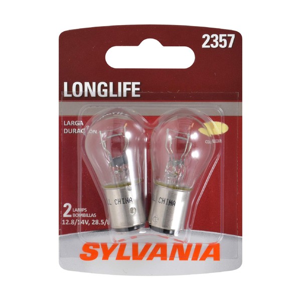 SYLVANIA - 2357 Long Life Miniature - Bulb, Ideal for Daytime Running Lights (DRL) and Back-Up/Reverse Lights (Contains 2 Bulbs)