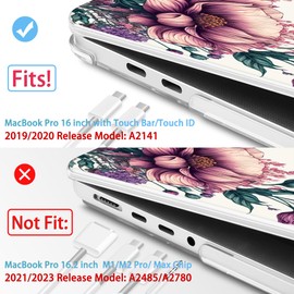 Mektron Designed Case for MacBook Pro 16 Inch A2141 Cover 2019 Release 16" with Liquid Retina Display/Touch ID, Plastic Hard Shell with Keyboard Skin & Screen Protector, Butterfly Flower C077