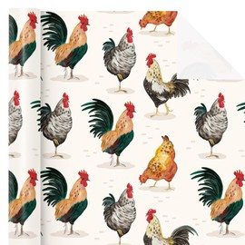 WRAPAHOLIC Farm Chicken Wrapping Paper Roll - Mini Roll - 17 Inch x 16.5 Feet - Farm Fresh Country Design for Birthday, Baby Shower, Country Present Wrapping