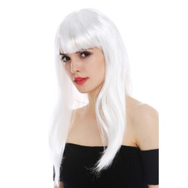 Wig Me Up - 32582-P68 Women's Carnival Wig, Long Straight Fringe, White Fairy Snow Queen