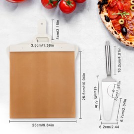 12 inch Sliding Pizza Peel, Wood Pizza Slider Shovel with 2 in 1 Pizza Roller Spatula 2 Hooks, Pizza Slide Tool Pizza Slider Paddle, Non-Stick Pizza Peel Pizza Slider Tray Pizza Transfer Shovel