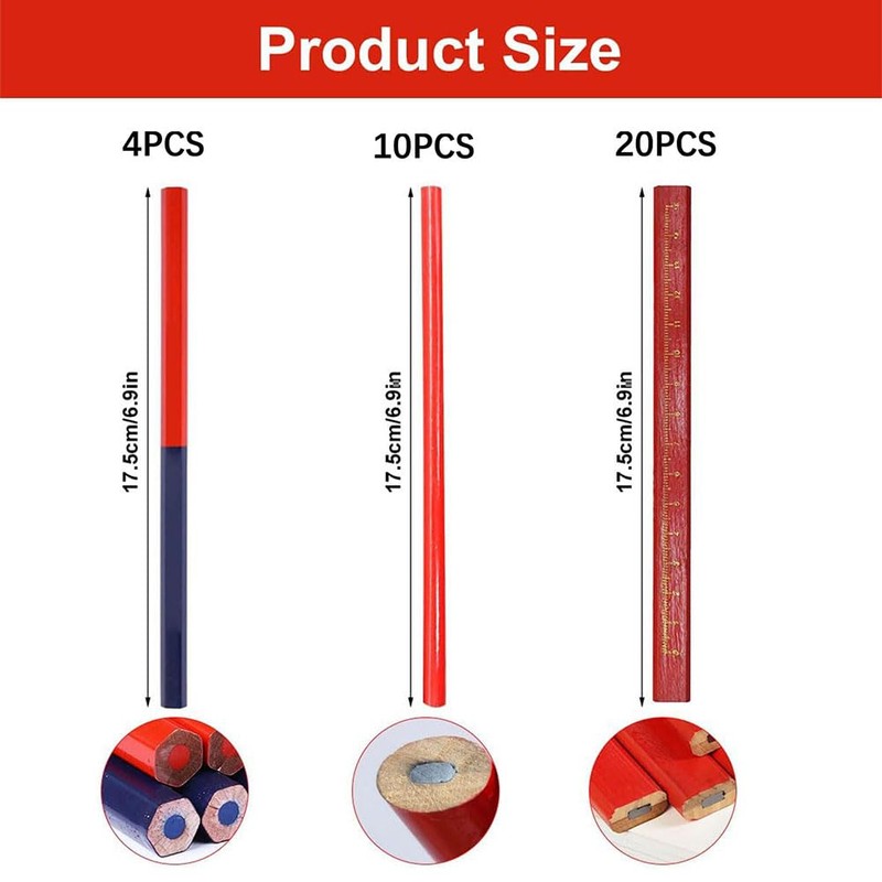 Carpenter's Pencil, Construction Pencil, Woodworking Pencils, 34 Pieces Woodworking Marking