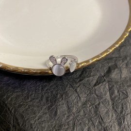 Chereda Silver Rabbit Rings for Women, Moon Stone Ring Women Adjustment Rings for Women Rings Opal Rings Silver Rings Mood Rings Rabbit