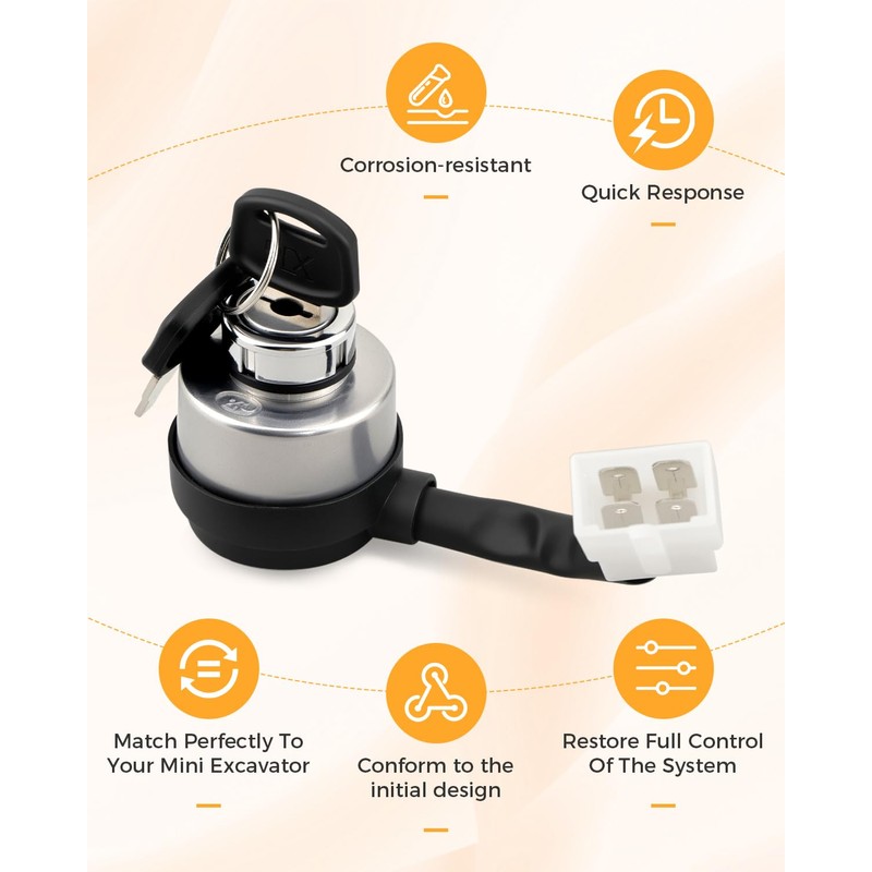 4 PIN Ignition Switch Fit for AGT-H15R DHKG-H15 Mini Excavator,