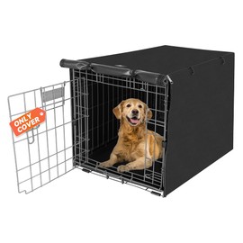 X-ZONE PET Double Door Dog Crate Cover - Polyester Pet Kennel Cover (Fits 24 30 36 42 48 inches Wire Crate) (42 Inch, Black)