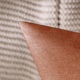 MIULEE Pack of 2 Decorative Outdoor Solid Waterproof Fall Throw Pillow Covers Euro Sham Faux Linen Garden Farmhouse Cushion Cases for Summer Patio Tent Balcony Couch Sofa 24x24 Inch Rust