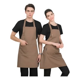 2 Mandil Delantal Para Chef Meseros Barbería Pintores Color Marrón Diseño De La Tela Color Sólido