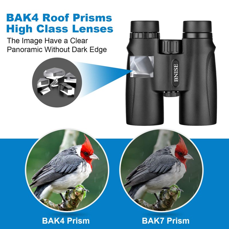 BNISE Binoculars for Adults, 10X42 Roof Prism Low Light Vision