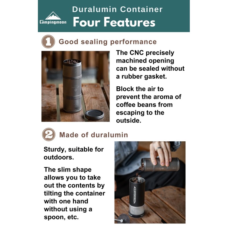 camping moon Coffee Canister 2-Stage CNC Cutting Duralumin CC-51-H