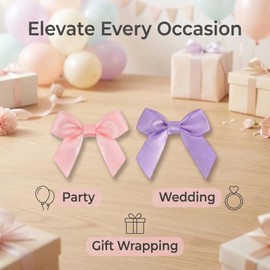 24pcs Satin Ribbon Twist Tie Bow Pre Tied Bow Crafts