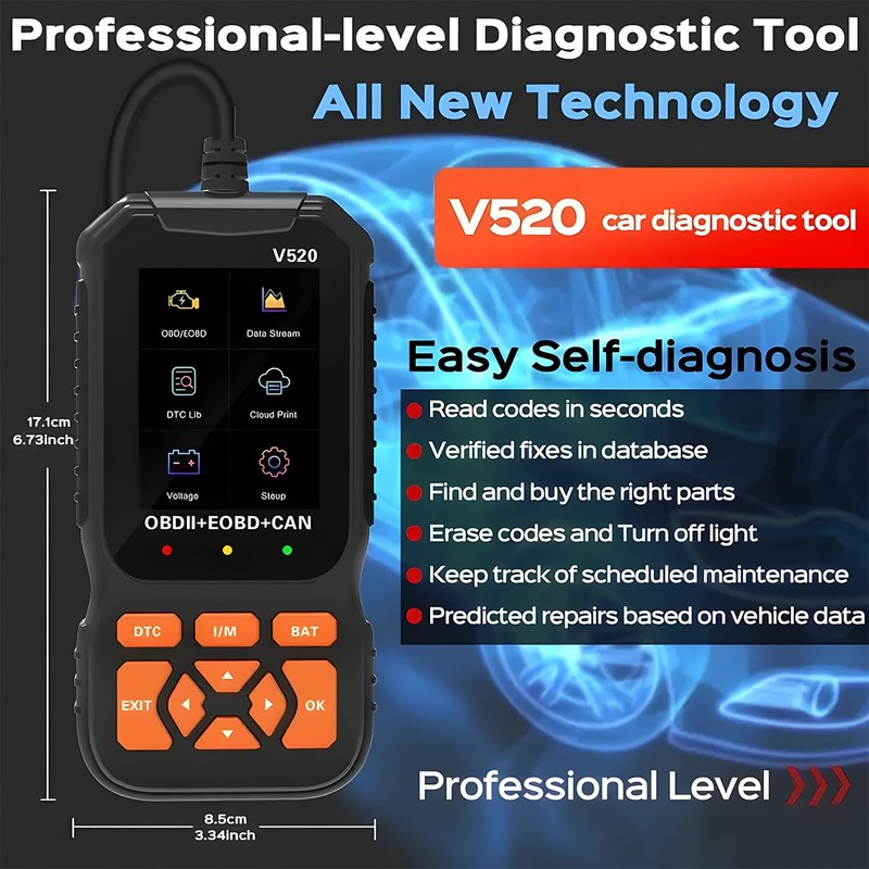 Osilly Professional OBD2 Car Scanner Diagnostic Tool, Enhanced V520 Vehicle