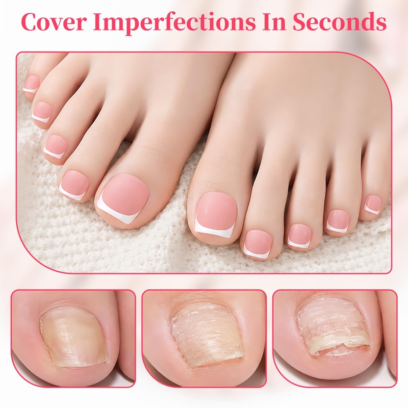 60 Pcs White French Tip Press on Nail, 15 Sizes