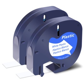USUPERINK 2 Pack Compatible for Dymo LetraTag Refills 91331 91201 91221 59422 S0721660 White Plastic Label Tape 1/2'' 12mm x 4m for Letra Tag LT100H LT100T QX50 Label Maker Black on White Tape