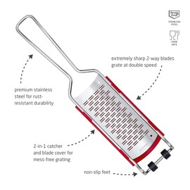 triangle 2-Way Grater with Removable Catcher - Ultra-Sharp Stainless Steel for Easy, Mess-Free Grating - Compact Design - Dishwasher Safe