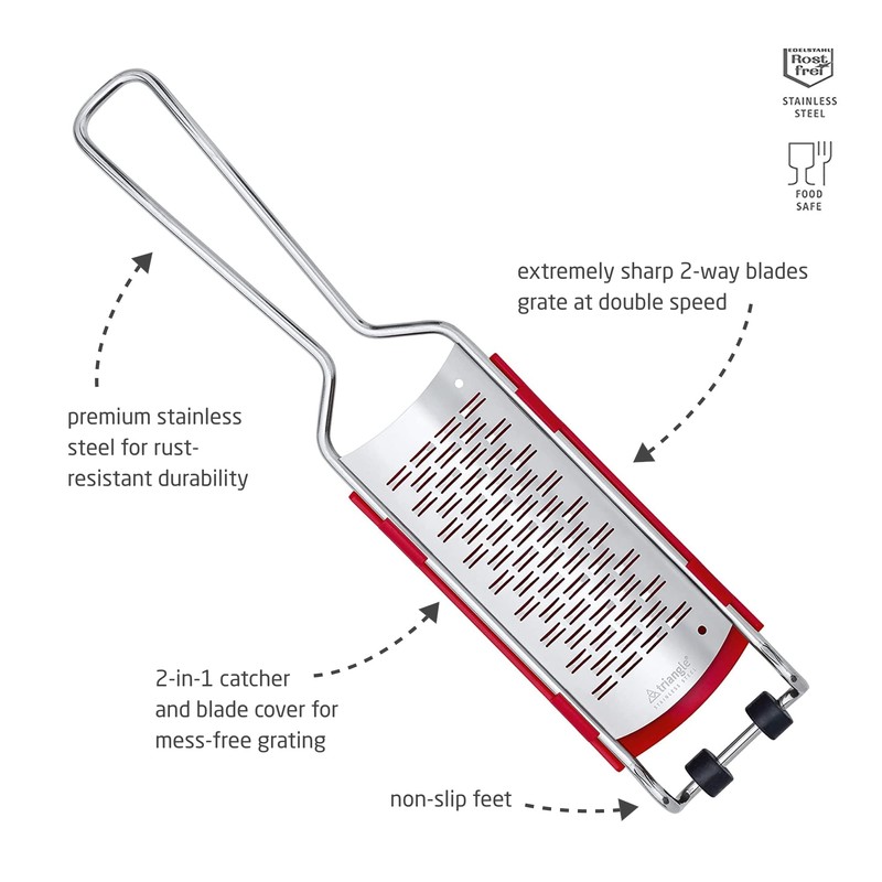 triangle 2-Way Grater with Removable Catcher - Ultra-Sharp Stainless Steel