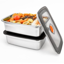 2 PCS Stainless Steel Food Storage Containers(33oz) with Lids Leak Proof & Airtight | Stainless steel freezer Containers,Airtight Bento Lunch Box,For Meal Prep,Fruit,Snack,Freezer