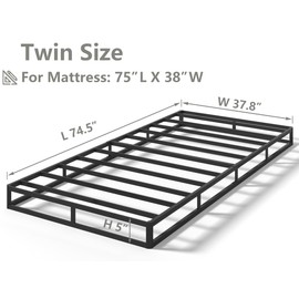 Qingzhou Qingzhou Box Spring Twin, 5 Inch High Metal Twin Box Spring Only, Heavy Duty Mattress Foundation with Fabric Cover, Easy Assembly, Quiet Noise Free, Non Slip, Black
