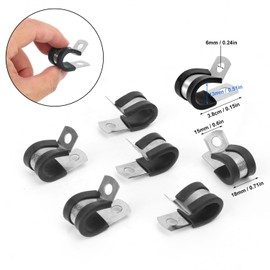 Biugaaufai 100 Pack 1/2 Inch Stainless Steel Cable Clamp, M13 Insulated Cable Clips, Rubber Cushioned Wire & Hose Clamps, Pipe Hanger & Strap, Tube Holder for Home, Industry Installation