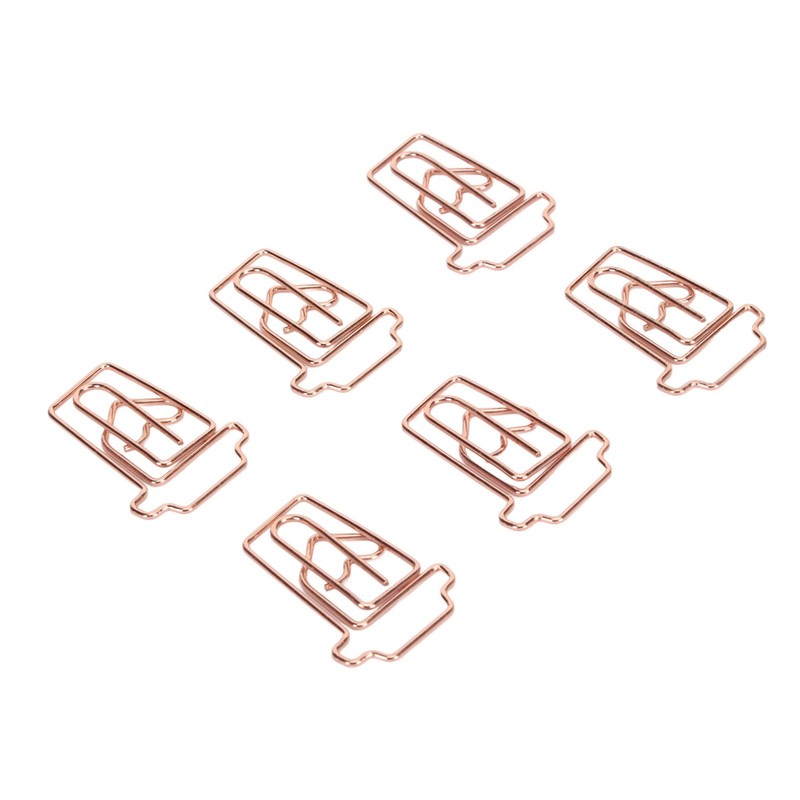 100pcs Paper Clips Innovative Cute Rose Coffee Cup Shape Reusable