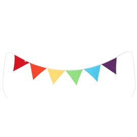 PREMYO Bunting Children's Room Unisex Fabric – 6 Bunting Garland on Both Sides – Baby Room Decoration Rainbow Colourful