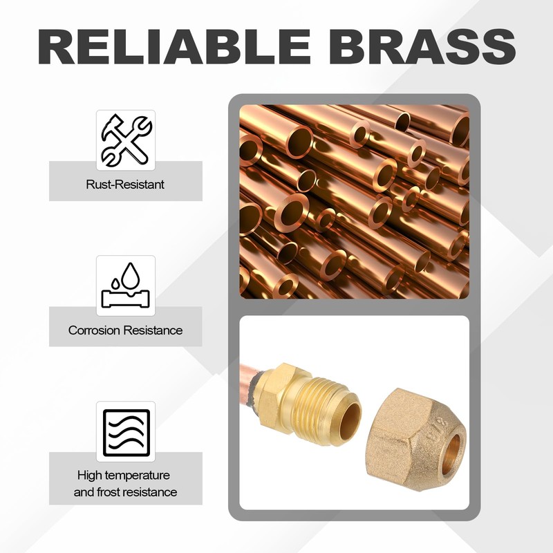 sourcing map 3/8" SAE 45 Degree Brass Pipe Fitting, 2