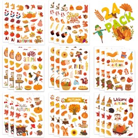 414Pcs Fall Stickers, Thanksgiving Stickers Thanksgiving Autumn Maple Leaves Decal Stickers Autumn Stickers Craft for Scrapbooking Envelopes Cards Thanksgiving Fall Party Favors Decor