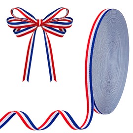 KAKUPPA 55 Yards Patriotic Ribbon Red White Blue, Grosgrain American Flag Striped Craft Ribbon for 4th of July Memorial Day Decorations, DIY Present Wrapping Hair Bows Party Supplies