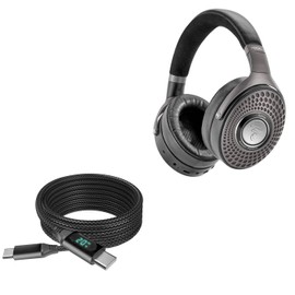 BoxWave Cable Compatible with Focal Bathys Hi-Fi Bluetooth Active Noise Canceling Headphones - PowerDisplay PD Cable (6ft) - USB-C to USB-C (100W), LED Wattage Info Extra Long Braided Nylon