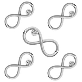 DIY925 Set of 5 Connectors Infinity Zirconia White Carrier 925 Sterling Silver 16 mm Pendant in Jeweller's Quality