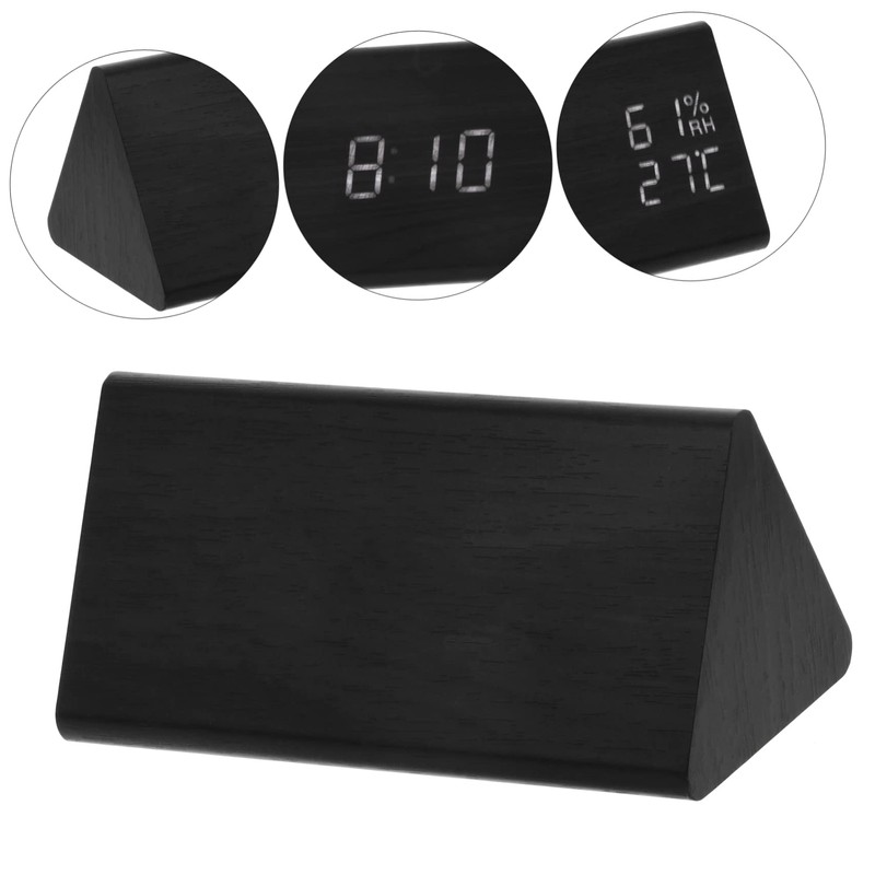 Ipetboom Silent LED Alarm Clock Wooden Digital Desk Clock with