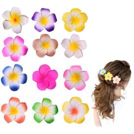 12Pcs Tropical Flower Hair Clips Multi-Color Hawaiian Floral Hairpins Elegant for Wedding, Beach Party Hair Clips and Barrettes