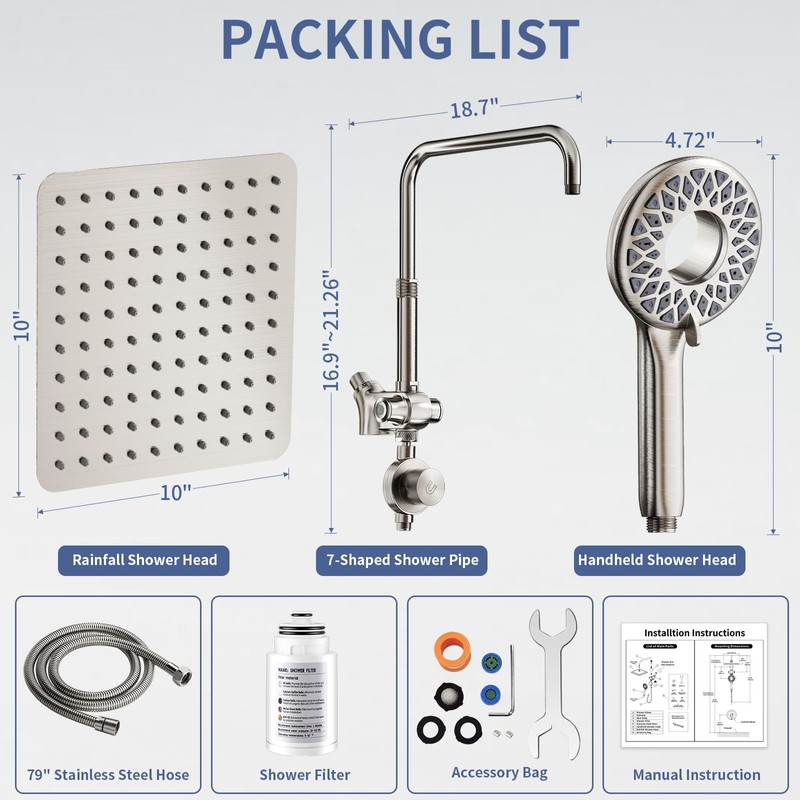 SINGSUO Filtered Rain Shower Head with Handheld Spray Combo, High