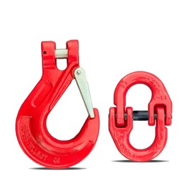 HENBOW 1/2" Clevis Slip Hook and Chain Connector Link,G80 Tow Trailer Safety Hook and Hammerlock Coupling Link,11600Lbs Working Load Limit for Lifting&Towing，Red(1 Hooks and 1 Connector Link)