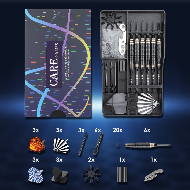 CareGames Steel Tip Darts Set Professional 24g with Carrying case,Aluminium