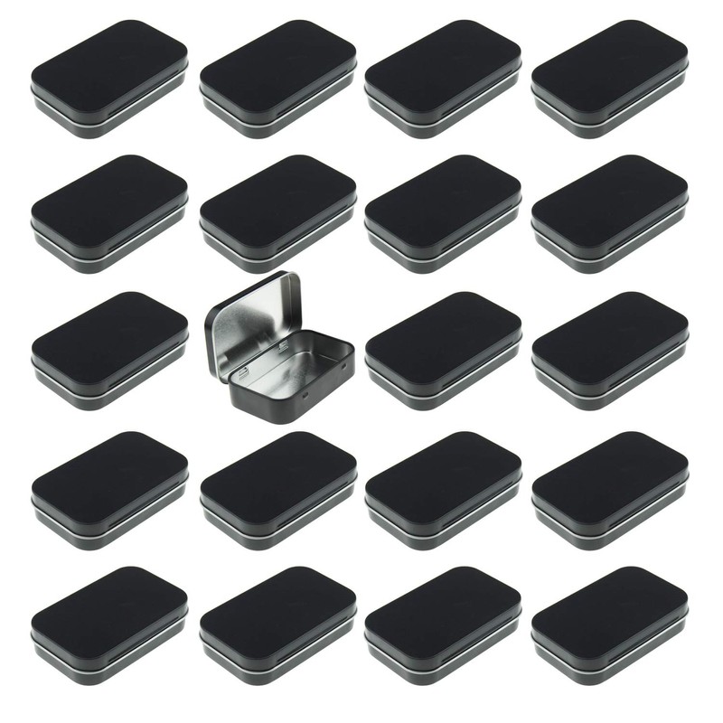 Goodma 20 Pieces Rectangular Metal Empty Hinged Tins Containers Basic