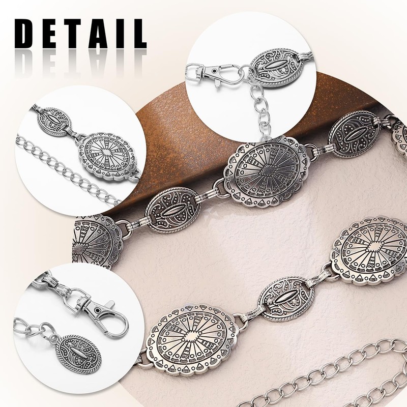 Eigso Boho Lapse Concho Chain Waist Belt for Women Cowgirl
