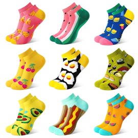 Utensilsto 9 paia di calzini colorati da donna 39-42 cotone calzini divertenti con motivi di frutta estivi, giallo., Taglia unica