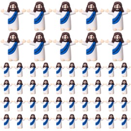 ARCHCRTC 50 Pcs Mini God Bless You Jesus Figures Tiny Jesus Figurine Little Religious Christ Savior Doll to Hide and Seek for Sunday Easter Egg Stuffers Gift (50, Blue)