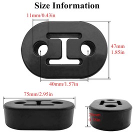 Kettion 2 Pieces Car Exhaust Hanger, Car Exhaust Holder, Car Rubber Exhaust, Universal Car Rubber Exhaust Holder Suitable for All Vehicles, 2 Holes, 12 mm, Black