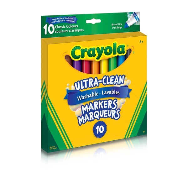 Crayola Ultra-Clean Washable Broad Line Markers Classic Colours 10 Count